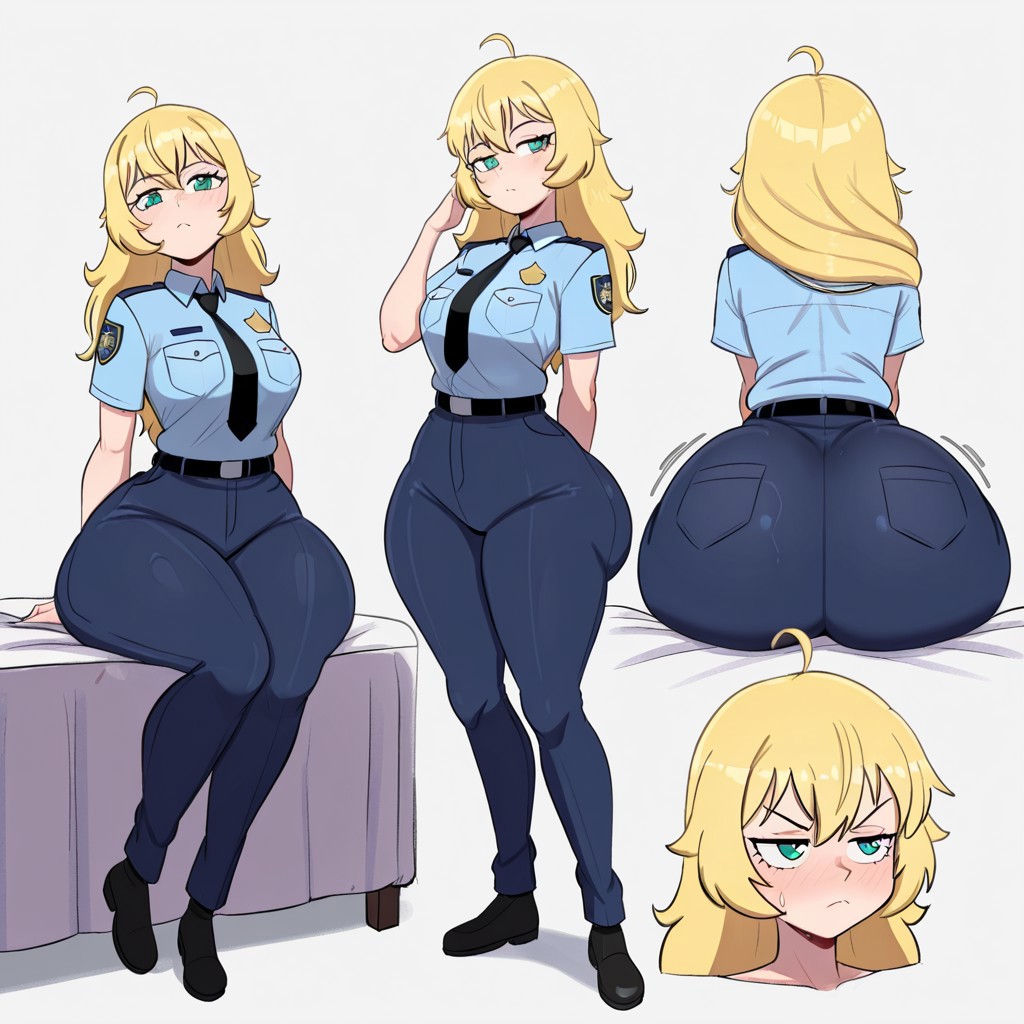 1girl ai_generated ass big_ass breasts fundoshilover101 huge_ass original original_character police policewoman