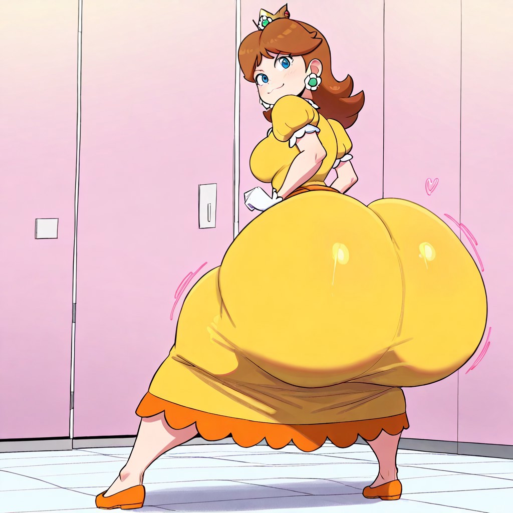 1girl ai_generated ass big_ass breasts fundoshilover101 huge_ass mario_(series) nintendo princess_daisy