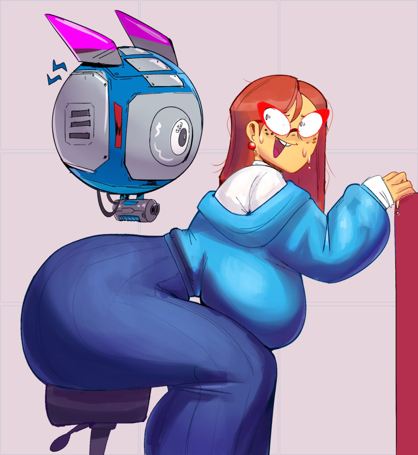 1girl 1girl 1girls ass big_ass big_breasts black_eyes blue_dress blue_shirt bra breasts brown_hair bubble_ass bubble_butt clothing dress earrings eyewear female_only garp_sand glasses hair huge_ass innocent kindergarten_(game) kindergarten_3 long_hair mature mature_female ms._lovelett nerd panties red_glasses shirt side_view sideboob smile solo_female teacher teacher_outfit