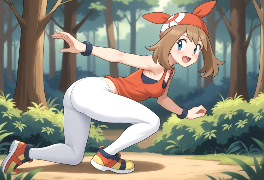 1girl 1girl ai_generated breasts haruka_(pokemon) haruka_(pokemon)_(remake) may may_(pokemon) sexy sexy_pose