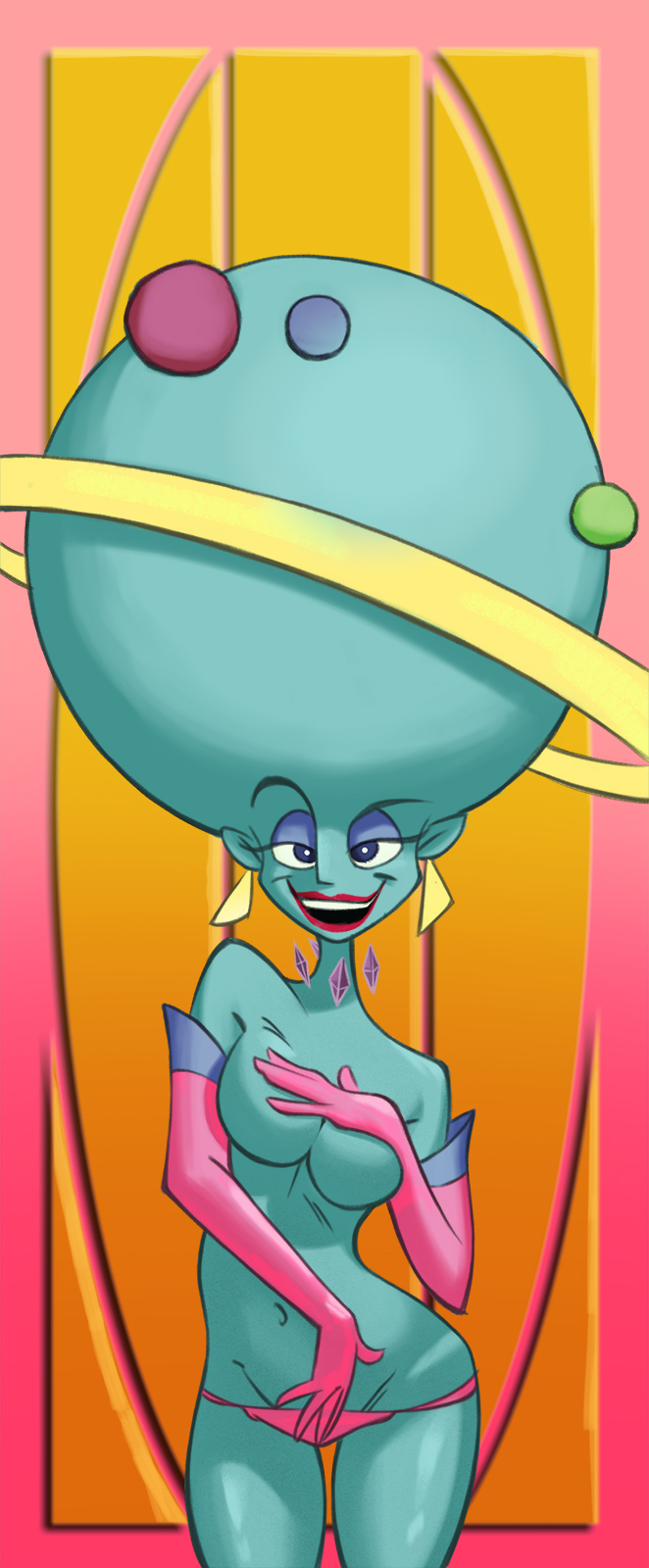 1girl 1girl alien authorialnoice bald bare_legs bare_shoulders big_breasts big_breasts big_breasts big_head blue_eyes blue_skin breasts buzz_lightyear_of_star_command disney earrings elbow_gloves eyelashes eyeshadow female_focus female_only fit fit_female gravitina hand_on_breast hourglass_figure jewelry lipstick navel necklace overflowing_breasts panties pinup pixar seductive seductive_look standing tagme topless under_boob wide_hips