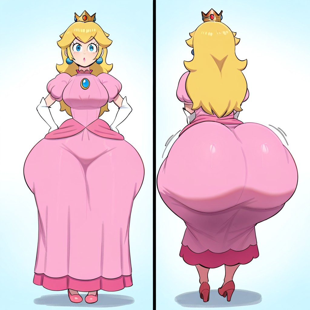 1girl ai_generated ass big_ass breasts fundoshilover101 huge_ass mario_(series) nintendo princess_peach