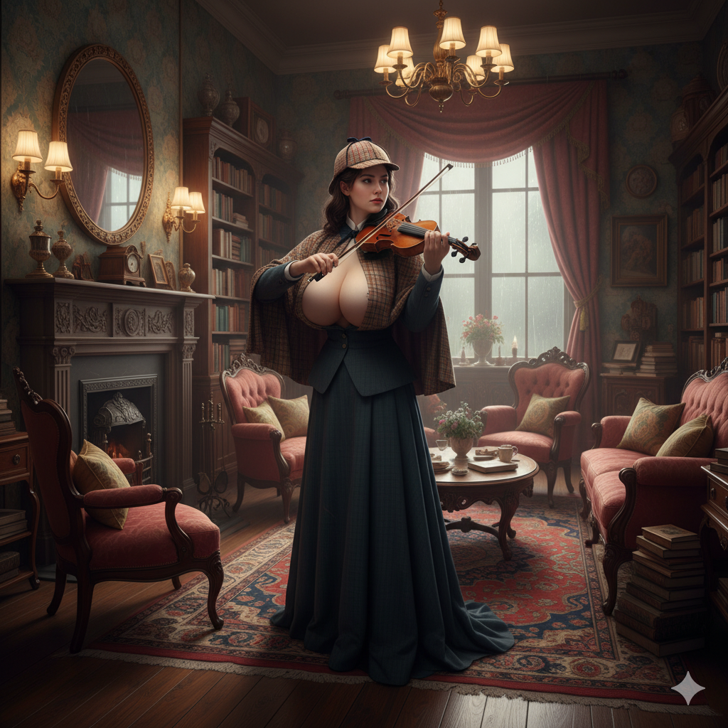 ai_generated big_breasts genderswap genderswap_(mtf) rule_63 self_upload sherlock_holmes stable_diffusion victorian
