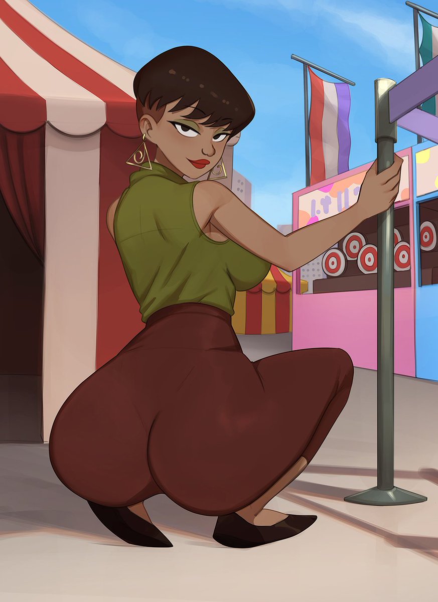 1girl 1girl 1girl ass barleyshake bebe's_kid's bebe's_kids big_ass big_ass big_breasts breasts brown_hair dark-skinned_female dark_skin earrings eyebrows eyelashes eyeshadow faizon_love fat_ass female_only jamika large_ass lipstick looking_at_viewer milf short_hair solo_female solo_focus thick_ass thick_thighs thighs wide_hips