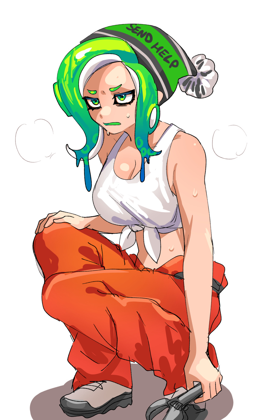 1girl 1girl big_breasts breasts cleavage mev_(mevlingo) nintendo splatoon splatoon_raiders tentacle_hair tired