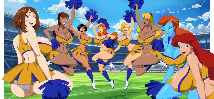 1girl 6+girls 8girls absurd_res alex_(totally_spies) ariel ass batgirl batman:_the_animated_series batman_(series) big_ass big_breasts black_hair blonde-haired_female blonde_female blonde_hair blue_skin breasts brown_eyes brown_hair buzz_lightyear_of_star_command cheerleader cheerleader_costume cheerleader_outfit cheerleader_uniform cheerleaders clover_(totally_spies) crossover curvy curvy_female curvy_figure dc_comics dcau eastern_and_western_character female_only ghostlessm girls_only headband high_res hourglass_figure huge_breasts large_ass latina_female massive_breasts mira_nova multiple_girls my_hero_academia ochako_uraraka older older_female orange_hair pom_poms red_hair redhead redhead_female sam_(totally_spies) second-party_source sexy_pose short_skirt supergirl superman:_the_animated_series superman_(series) the_little_mermaid the_little_mermaid_(1989_film) thick_thighs totally_spies toy_story upskirt uraraka_ochako voluptuous voluptuous_female winking_at_viewer yellow_hair young_adult young_adult_female young_adult_woman