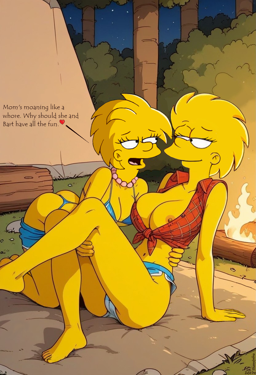 20th_century_studios 2girls adult aged_up barefoot big_breasts breasts campfire camping disney edit female incest lisa_simpson maggie_simpson nature nature_background nipple_slip sexually_suggestive sisters the_simpsons unknown_artist yellow_skin yuri