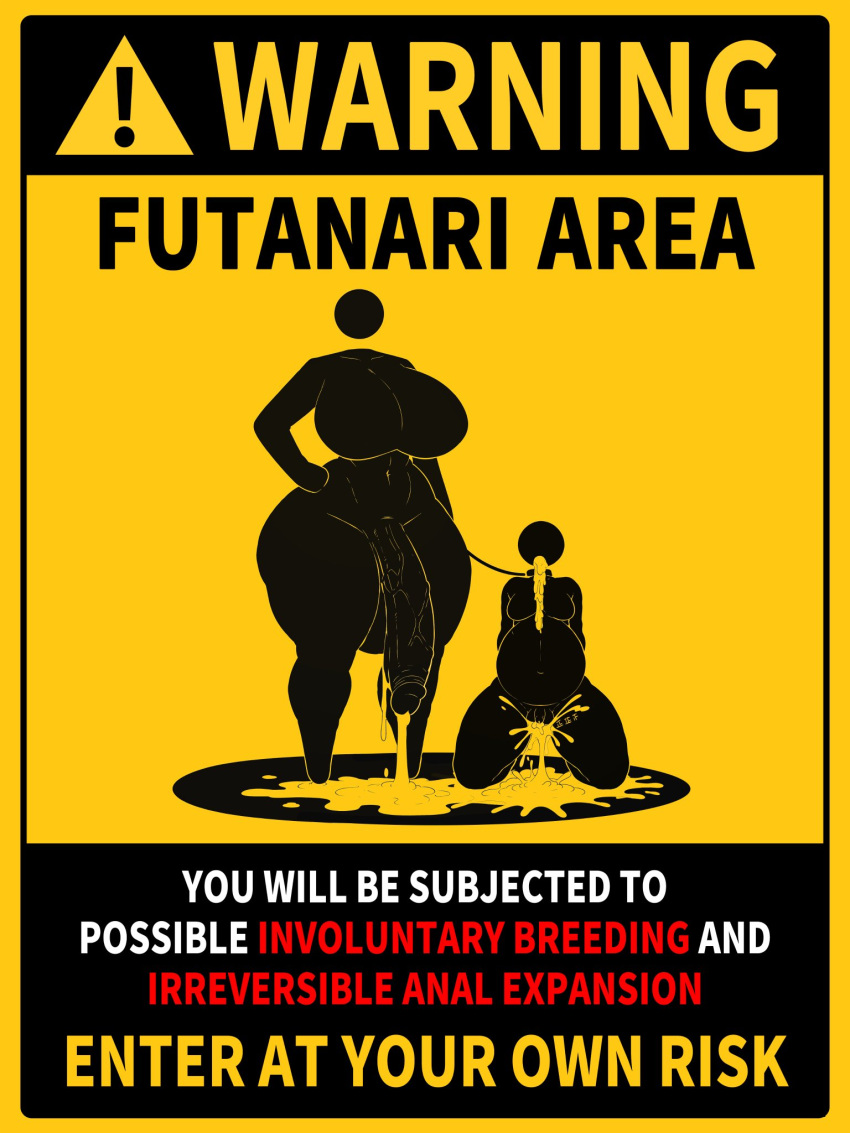 2futas after_sex big_ass big_breasts breasts cum cum_in_mouth cumflation duo flappytsk futa_only futadom futanari futanari_on_futanari futasub hyper intersex leash pictogram size_difference thick_thighs warning_sign_person