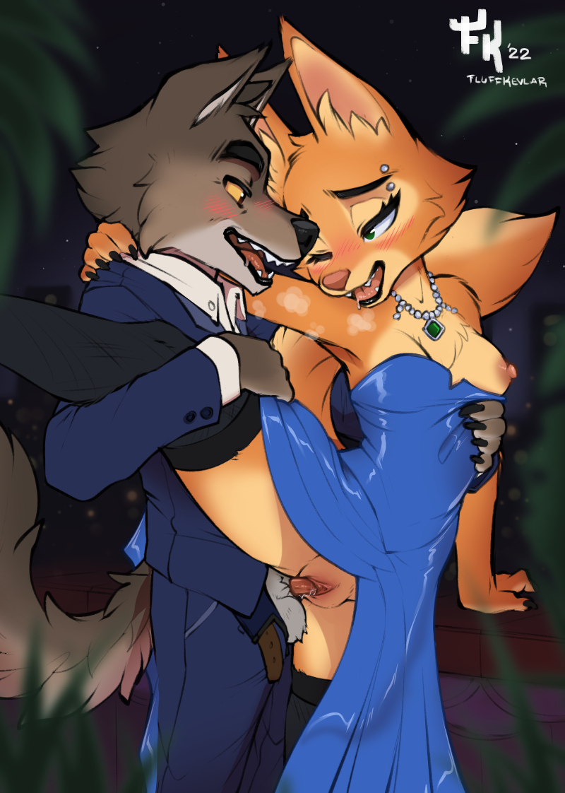1boy 1girl 2022 animal_genitalia animal_penis anthro anthro_on_anthro anthro_penetrated anthro_penetrating anthro_penetrating_anthro areola ballerina_position biped blue_clothing blue_dress blush bodily_fluids breasts canid canine canine_genitalia canine_penis canis canon_couple clothing commando diane_foxington digital_drawing_(artwork) digital_media_(artwork) dreamworks dress duo erection eyebrow_piercing facial_piercing female female_penetrated fluff-kevlar fluffy fluffy_tail formal_wear fox fur genital_fluids genitals grey_body grey_fur humanoid_genitalia inner_ear_fluff jewelry knot knot_root knotted_penis knotting male male/female male_penetrating male_penetrating_female mammal medium_breasts mr._wolf_(the_bad_guys) necklace night nipples orange_body orange_fur outside penetration penile penile_penetration penis penis_in_vagina piercing pointy_ears prick_ears public public_sex red_fox sex sheath signature standing standing_sex stealth_sex stuck_knot suit tail the_bad_guys true_fox tuft vaginal_fluids vaginal_knotting vaginal_penetration vulva wolf