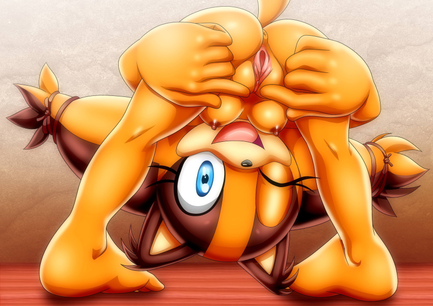 1girl 1girls 2010s ;d absurd_res anus ass ass_focus badger_girl barefoot bbmbbf bent_over blue_eyes breasts brown_fur brown_hair clitoris completely_nude eyelashes feet female_focus female_only flexible from_behind furry hair_tie high_res huge_ass jungle_girl legs legs_apart long_eyelashes mobius_unleashed nipples nude one_eye_closed open_mouth orange_fur orange_hair palcomix perineum pussy sega small_breasts smile soles sonic_boom spread_pussy standing sticks_the_badger sticks_the_jungle_badger sticks_the_tejon teen teen_girl teenage teenage_girl thick_thighs thighs toes twin_tails wide_hips wink