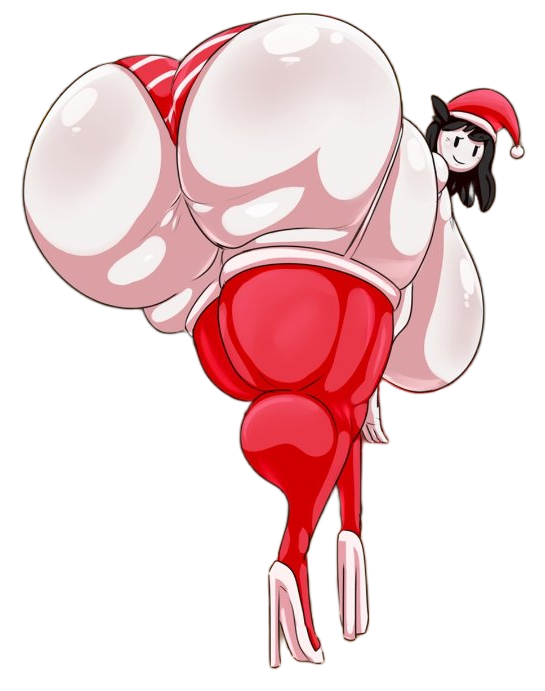 1girl alpha_channel ass back_view bad_anatomy big_breasts black_hair breasts christmas christmas_outfit female female_only half-closed_eyes high_heels huge_breasts hyper_ass jaiden_animations jaidens_mom looking_at_viewer looking_back looking_back_at_viewer milf mother panties real_person santa_hat short_hair smile stockings tasteofchoklit thighs topless transparent_background white_body