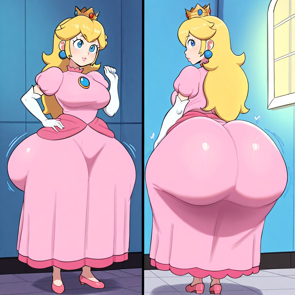 1girl ai_generated ass big_ass breasts fundoshilover101 gigantic_ass huge_ass mario_(series) nintendo princess_peach