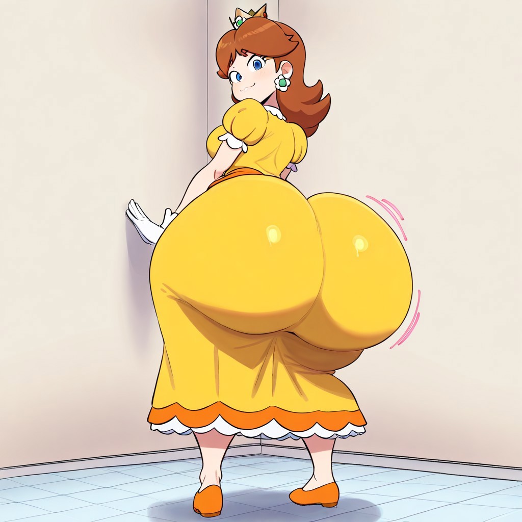 1girl ai_generated ass big_ass breasts fundoshilover101 huge_ass mario_(series) nintendo princess_daisy