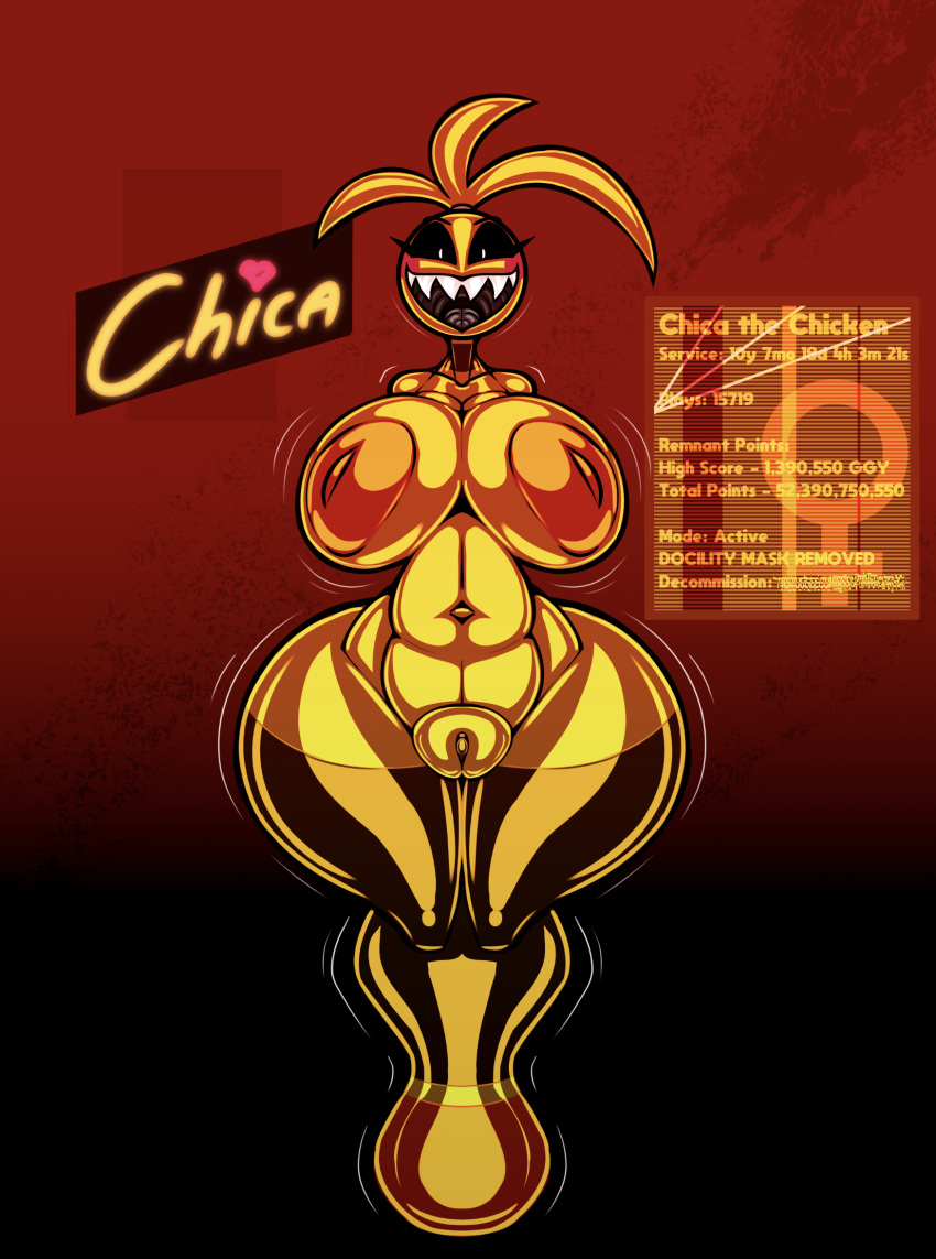 1girl 1girl 1girls animatronic big_breasts breasts breasts_out chicken female_only five_nights_at_freddy's five_nights_at_freddy's_2 grayscalerain robot tf toy_chica_(fnaf) transformation