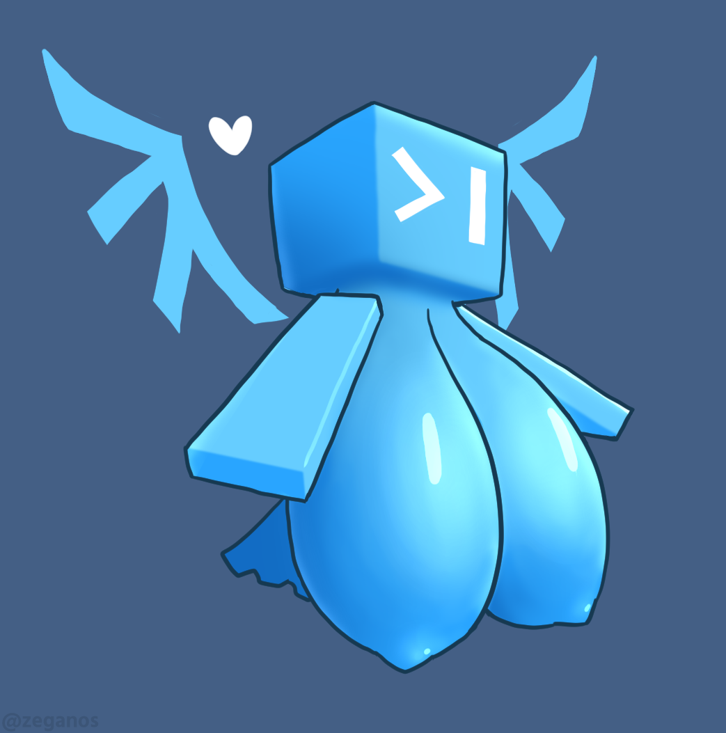 1girl 1girls allay_(minecraft) big_breasts blue_body blue_skin breasts breasts_bigger_than_head breasts_bigger_than_torso breasts_out minecraft minecraft_(series) minecraft_mob zeganos