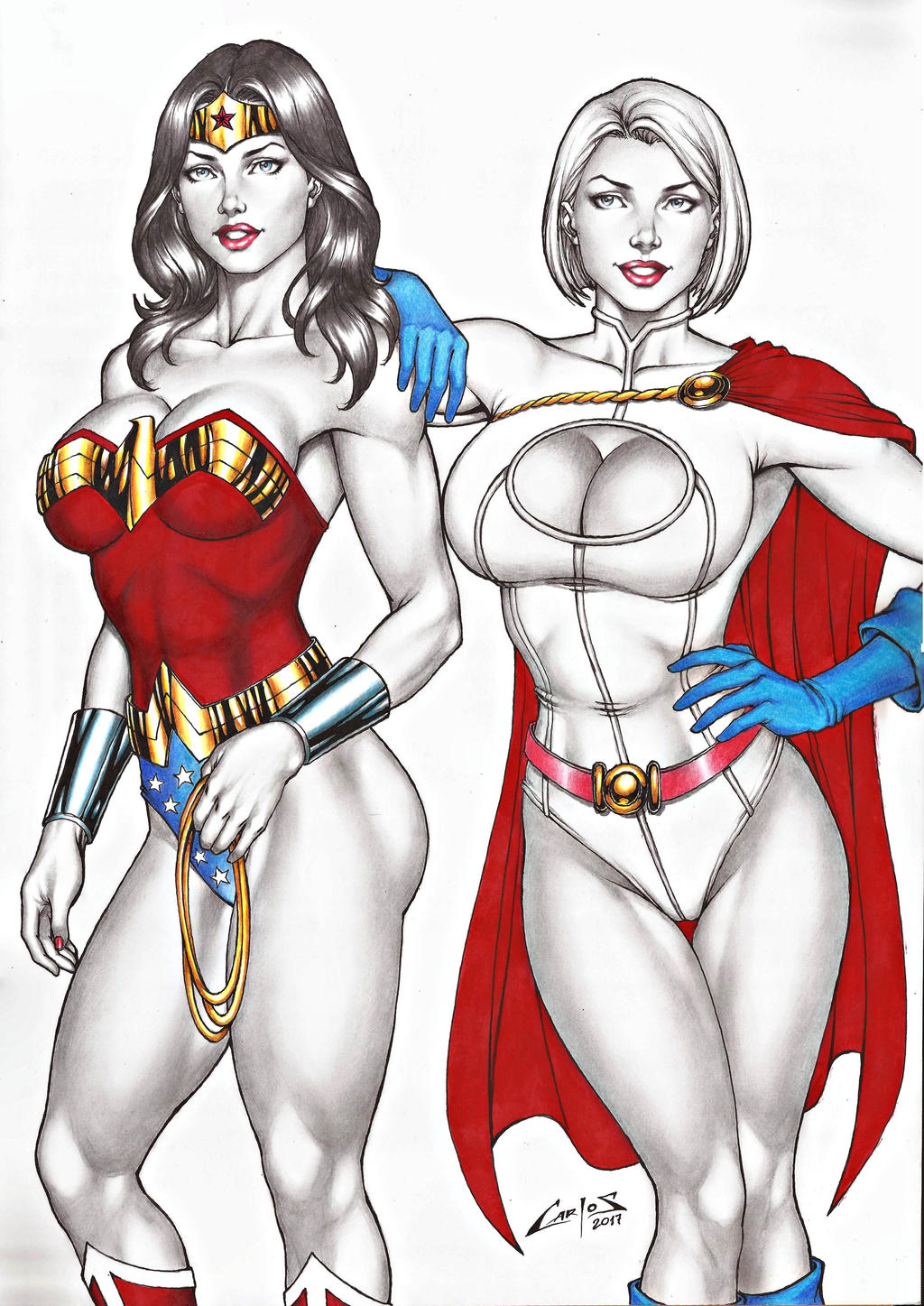 2_girls amazon bangs bare_arms bare_legs bare_shoulders belt big_breasts black_hair blue_boots blue_eyes blue_footwear blue_gloves blue_leotard bob_cut boots bracer breasts cape carlos_braga cleavage cleavage_cutout clothing_cutout collarbone dc_comics dcau diana_prince duo female/female female_only footwear gloves grin hand_on_hip heroine highleg highleg_leotard holding holding_object jewelry justice_league justice_league_unlimited justice_society_of_america lasso_of_truth legs legs_together leotard lips lipstick long_hair looking_at_viewer makeup mound_of_venus multicolored_clothes multicolored_leotard multiple_girls nail_polish naughty_face neck parted_bangs parted_lips power_girl red_belt red_boots red_cape red_footwear red_leotard red_lipstick red_nails short_hair side-by-side simple_background skin_tight smile standing star star_(symbol) star_print straight_hair strapless strapless_leotard superhero_costume superheroine superman/batman:_public_enemies swept_bangs themysciran thighs tiara two-tone_bodysuit white_background white_hair white_leotard wonder_woman wonder_woman_(series)
