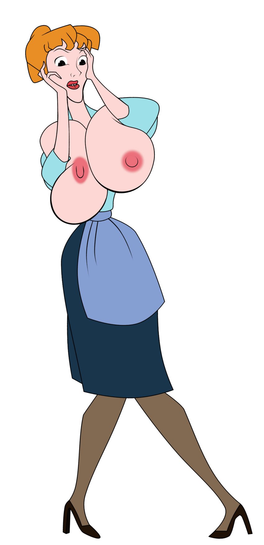 101_dalmatians 1girl 1girl anita_radcliffe arms big_breasts breasts breasts_out disney dress female_only hands high_heels huge_breasts legs lips lipstick nipples swinbop tied_hair