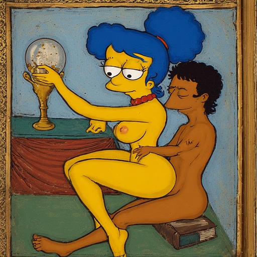 ai_generated ass blue_hair breasts breasts cartoon cunt marge_simpson nude pussy sexy yellow_skin