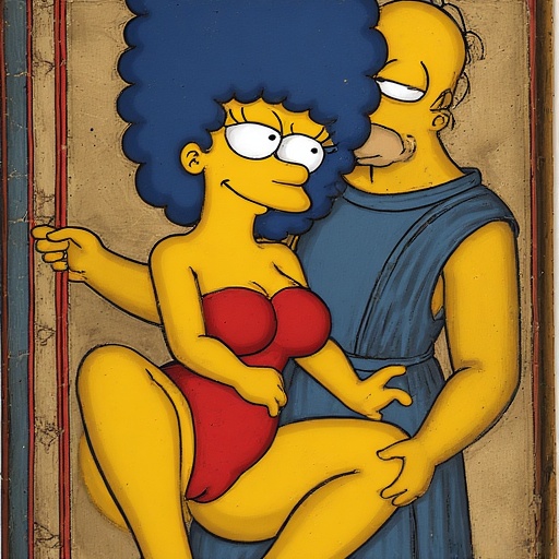 ai_generated ass blue_hair breasts breasts cartoon cunt marge_simpson nude pussy sexy yellow_skin