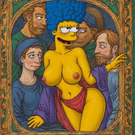 ai_generated ass blue_hair breasts breasts cartoon cunt marge_simpson nude pussy sexy yellow_skin