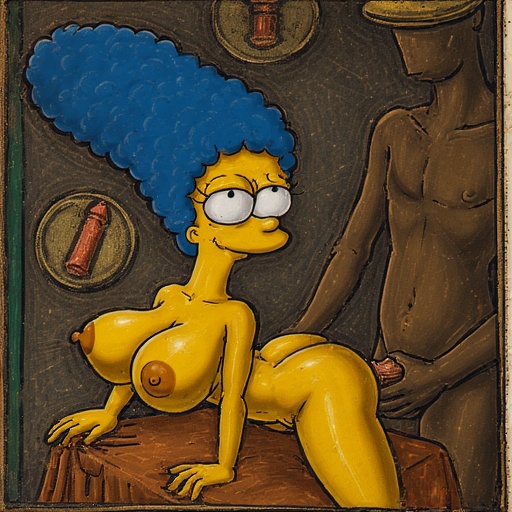 ai_generated ass blue_hair breasts breasts cartoon cunt marge_simpson nude pussy sexy yellow_skin