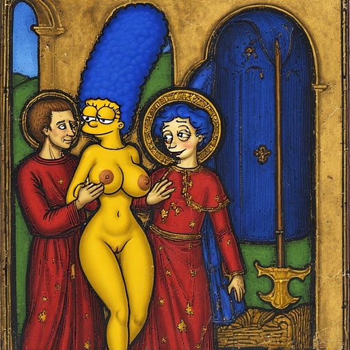 ai_generated ass blue_hair breasts breasts cartoon cunt marge_simpson nude pussy sexy yellow_skin