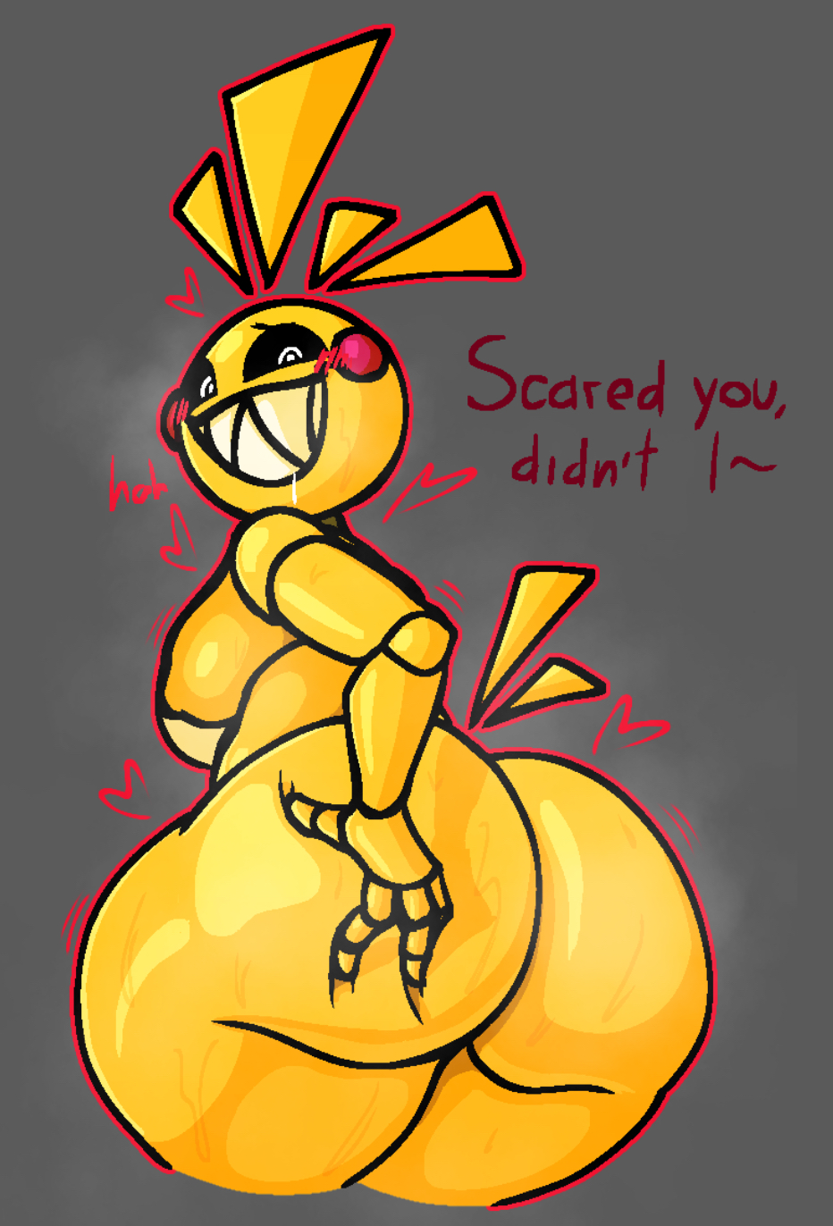 1girl 1girl animatronic animatronic_female ass ass_focus ass_grab big_ass bottom_heavy breasts breasts_out chicken child_bearing_hips five_nights_at_freddy's five_nights_at_freddy's_2 huge_ass nanodude78 pear-shaped_figure pear_shaped pear_shaped_female robot robot_girl thick_thighs thunder_thighs toy_chica_(fnaf) wide_hips