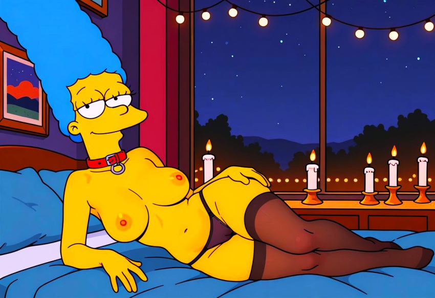 breasts erect_nipples marge_simpson panties ready_for_sex smiling_at_viewer stockings the_simpsons thighs