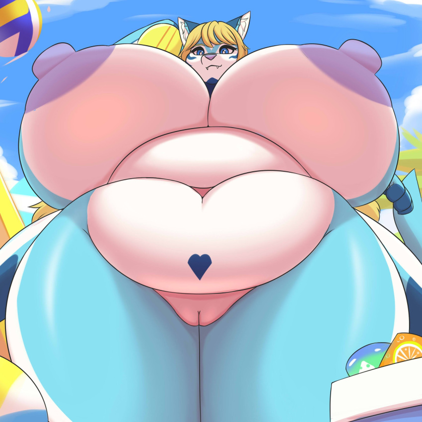 1girl big_ass big_belly big_breasts fat fat_ass fat_belly fat_breasts female furry plump pussy tropicalfox_