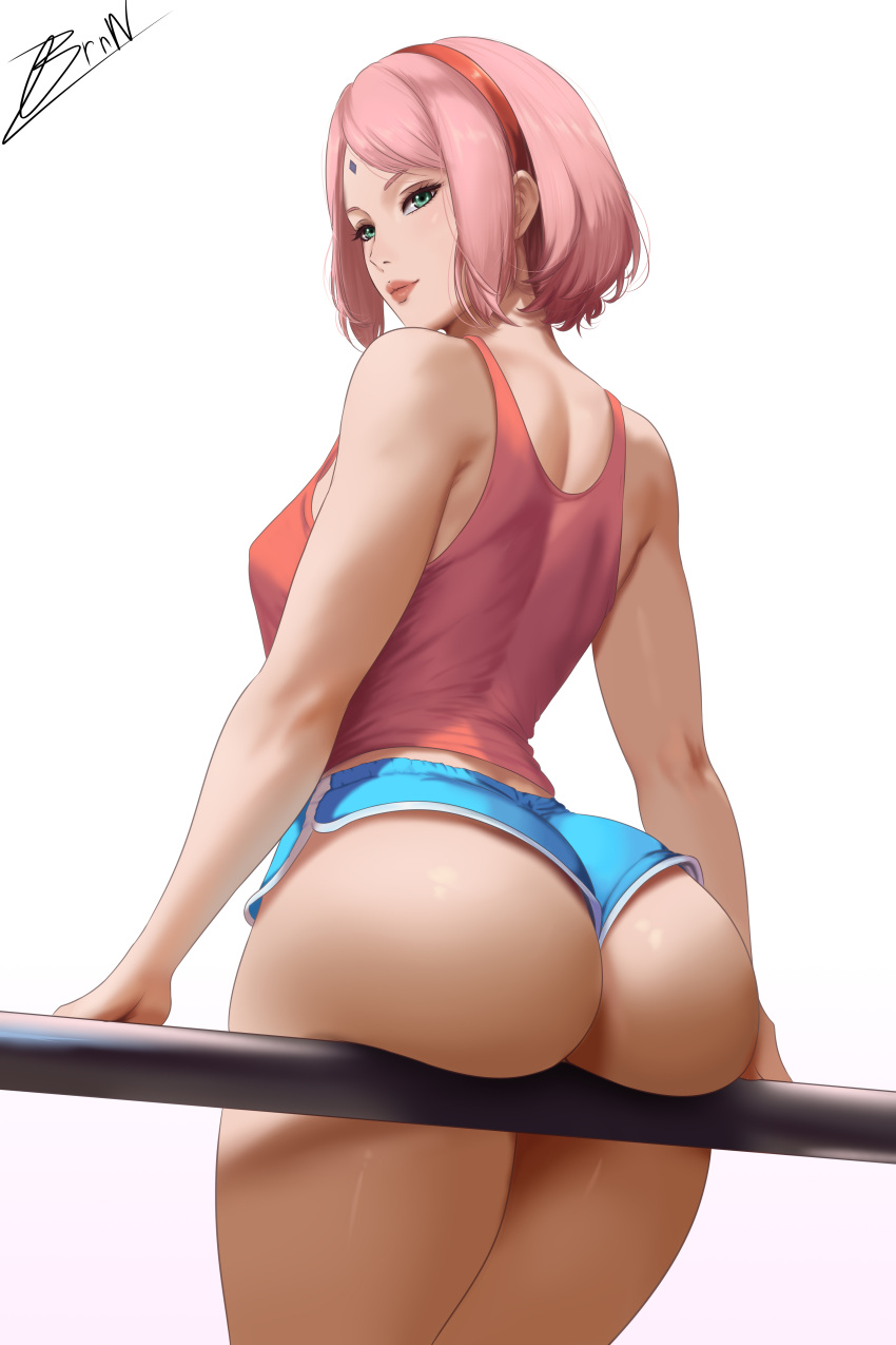 1girl big_breasts brnn bubble_butt cleavage green_eyes haruno_sakura horny inviting_to_sex looking_at_viewer naruto naruto_(series) naruto_shippuden pink_hair pose sakura_haruno sitting standing teasing thick_thighs