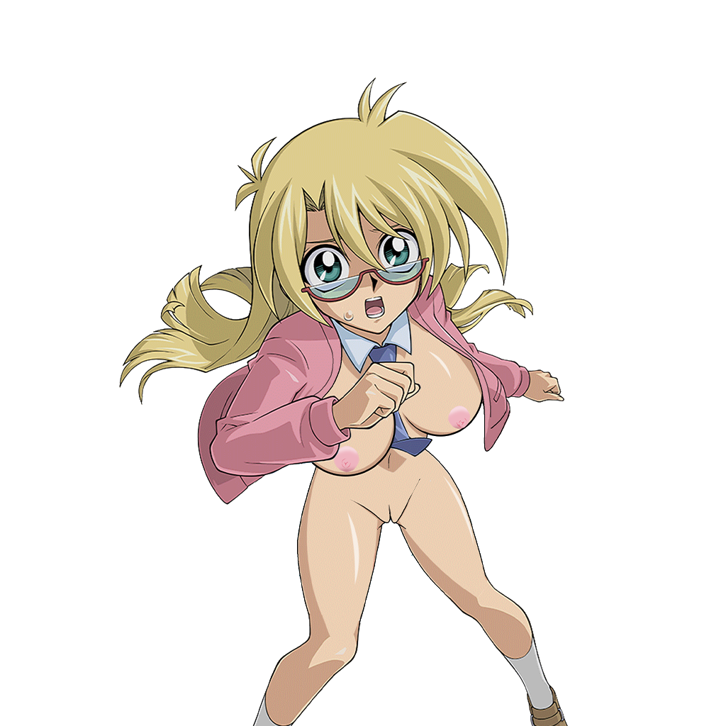1girl 1girl 1girl big_breasts big_breasts blonde_hair bottomless breasts functionally_nude glasses huge_breasts long_hair looking_at_viewer magna_dragon_(artist) nipples nude nude open_clothes open_shirt pointless_clothes pointless_clothing pussy rebecca_hawkins rebecca_hopkins short_stack shortstack useless_clothes useless_clothing yu-gi-oh! yu-gi-oh!_duel_links yu-gi-oh!_duel_monsters