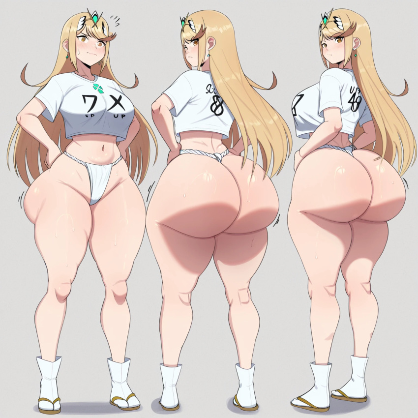 1girl ai_generated ass big_ass breasts fundoshi fundoshilover101 huge_ass mythra_(xenoblade) nintendo tabi_socks xenoblade_(series)