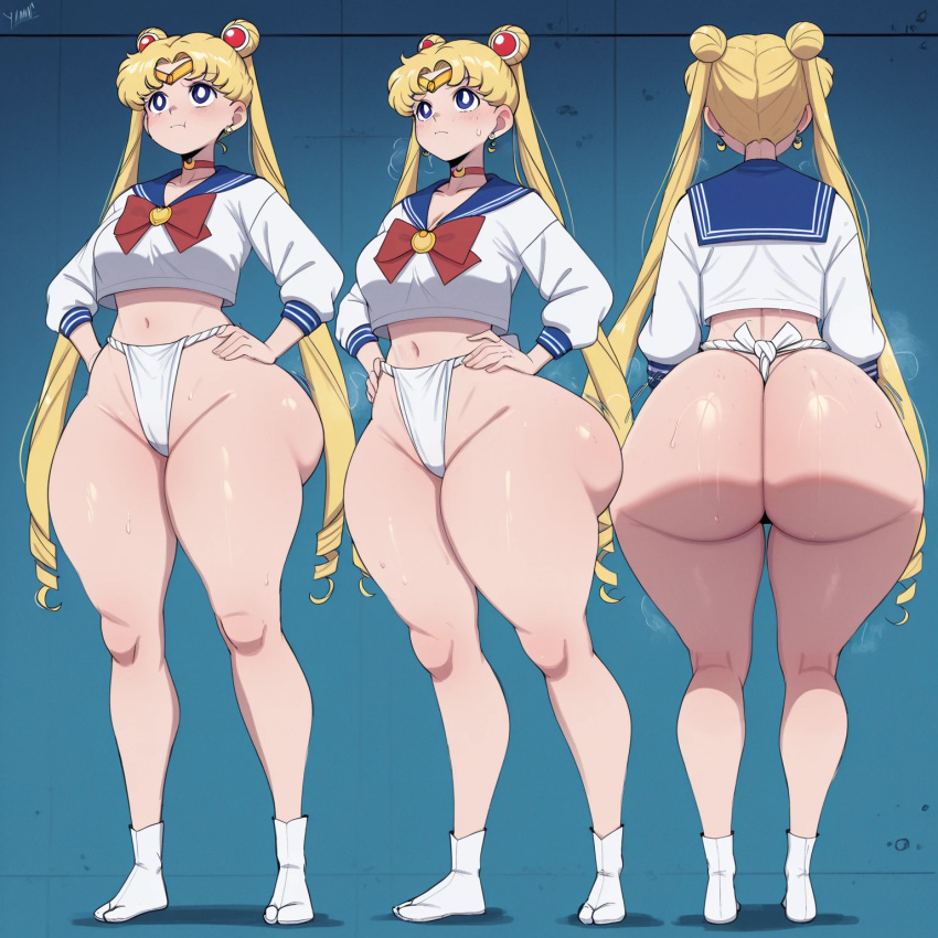 1girl ai_generated ass big_ass bishoujo_senshi_sailor_moon breasts fundoshi fundoshilover101 huge_ass sailor_moon tabi_socks usagi_tsukino