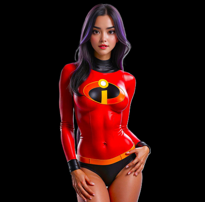 breasts latex_bodysuit looking_at_viewer the_incredibles thighs violet_parr