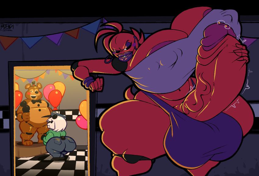 1girl anthro ass badendinginc balls bear bimbo breasts erection fat_male five_nights_at_freddy's five_nights_at_freddy's_2 futanari hidden_masturbation hyper hyper_ass hyper_balls hyper_breasts hyper_butt hyper_genitalia hyper_penis intersex lips lipstick male nipple_bulge nipple_piercing nipples panda penis piercing piercings plump puffy_lips scottgames toy_chica_(fnaf) toy_freddy_(fnaf)