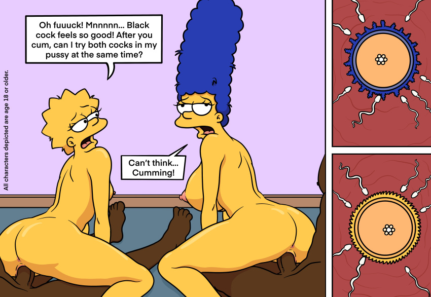 20th_century_fox 20th_century_studios 2boys 2girls accurate_art_style aged_up anus ass big_breasts blue_hair breasts cheating cum_inside dark-skinned_male dark_skin dialogue disney egg_from_pussy ejaculation eyelashes female female_focus human human_on_human impregnation incest indoors interracial lisa_simpson lockandlewd looking_at_another male male/female marge_simpson mature mature_female mature_male milf mother_&_daughter nipples nude nude_female nude_male open_mouth partial_male penis penis_in_pussy pussy sex sperm_cell straight straight_sex text text_bubble the_simpsons x-ray yellow_body yellow_skin