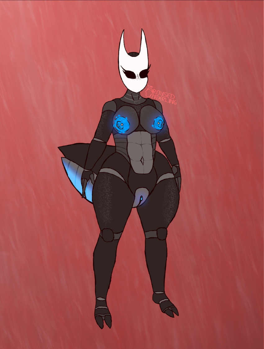 arousedunderling blue_nipples breasts hollow_knight_(game) hornet_(hollow_knight) insect insect_girl nipple_piercing pussy