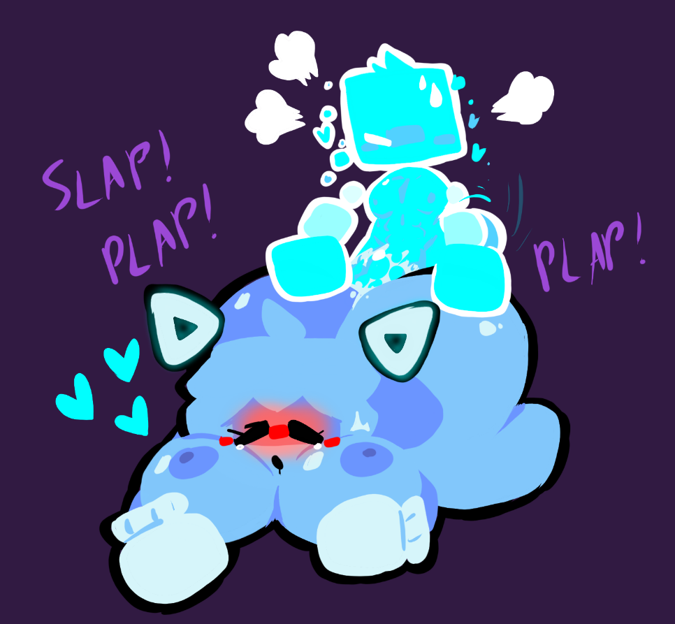 big_ass big_breasts blue_skin cyan_(just_shapes_and_beats) huge_penis just_shapes_and_beats notmoyo pussy sad_cube short_hair size_difference small_but_hung small_dom_big_sub smaller_male square_head straight_sex thick_thighs vaginal_penetration