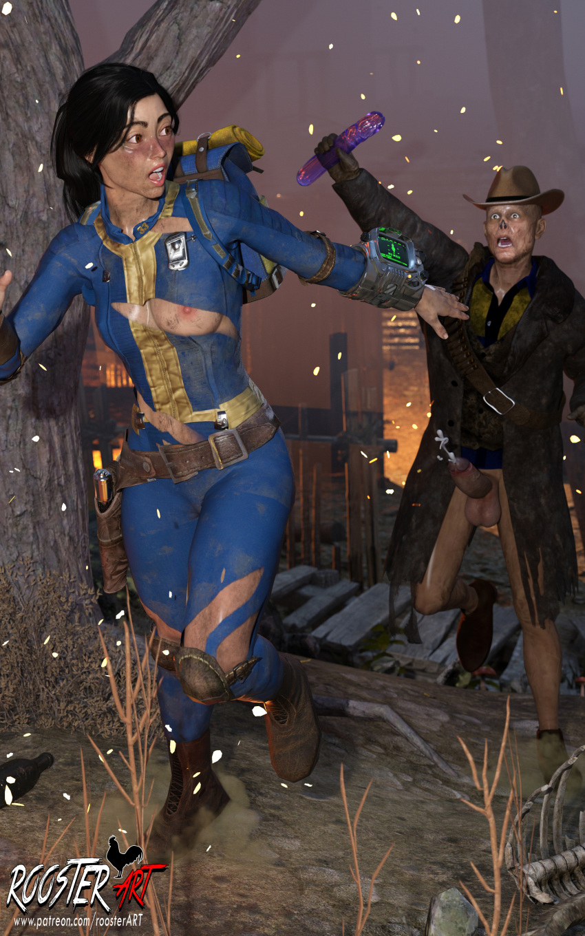 10:16 1boy1girl 1girl1boy 3d 3d_(artwork) 4k blush blush breasts cooper_howard cum dark_hair dildo dirty_clothes dirty_face fallout fallout_(series) funny ghoul lucy_maclean nipples no_pants open_eyes open_mouth outside patreon patreon_username penis penis_tip ponytail roosterart running sperm testicle torn_clothes torn_clothing