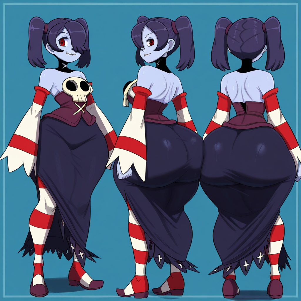 1girl ai_generated ass big_ass breasts fundoshilover101 huge_ass skullgirls squigly_(skullgirls)