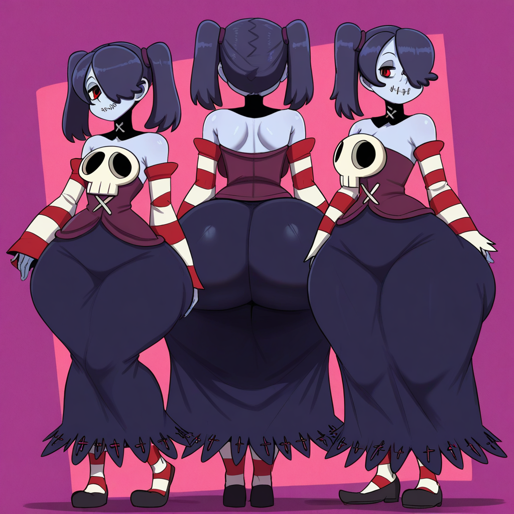 1girl ai_generated ass big_ass breasts fundoshilover101 gigantic_ass huge_ass skullgirls squigly_(skullgirls)
