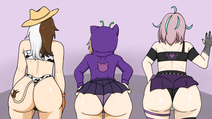 1girl 3_girls artist_request ass ass_chart ass_comparison ass_focus ass_hanging_out ass_hanging_out_of_skirt big_ass chart colombian emikukis facebook feryfergg huge_ass instagram mexican mexican_female mexico mictia streamer streaming twitch twitch.tv twitter veneziano virtual_youtuber webones youtube youtube_hispanic youtuber youtuber_girl