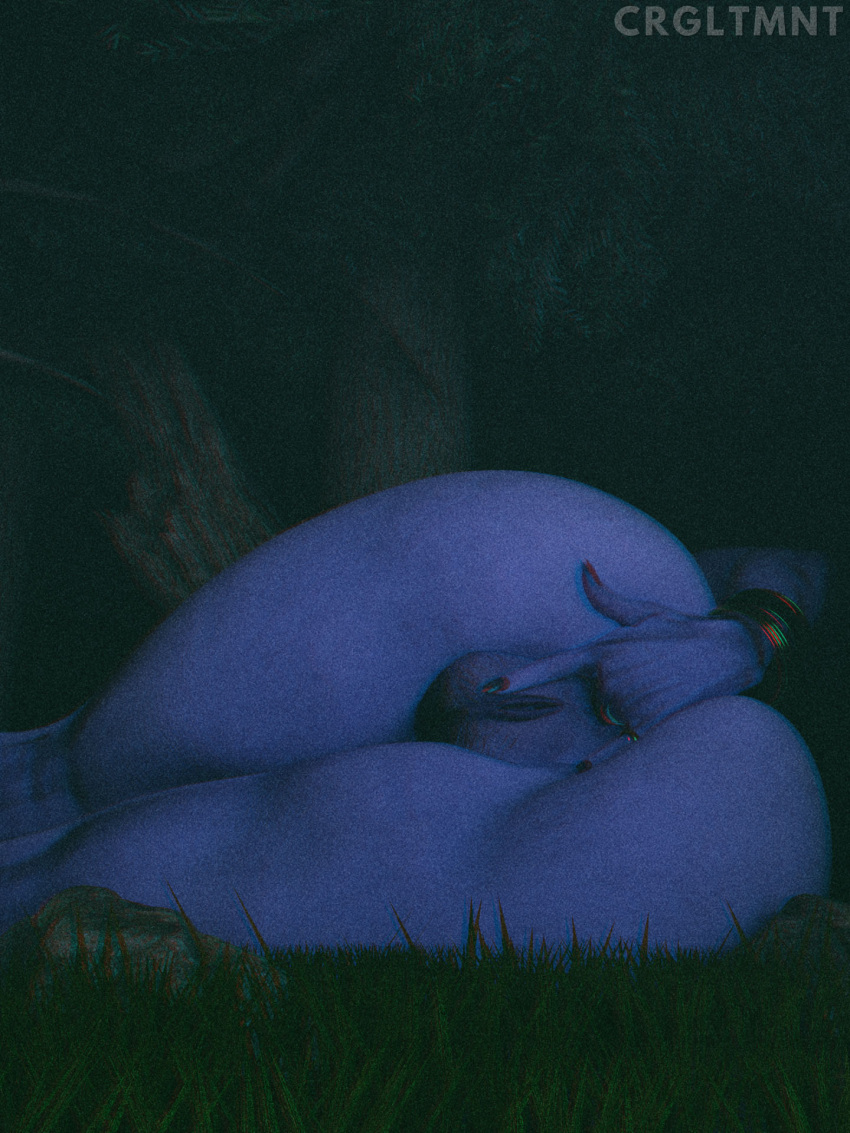 1girl 3d 3d_(artwork) amelie_lacroix anal anal_fingering ass big_ass crgltmnt outside overwatch overwatch_2 pubic_hair purple_skin pussy pussy_hair retro_artstyle tagme thick_thighs widowmaker widowmaker_(overwatch)