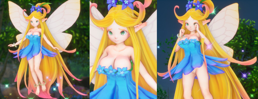 3d big_breasts blonde_hair bottomless breasts faerie_(seiken_densetsu_3) fairy gigantic_breasts huge_breasts no_panties pussy round_breasts seiken_densetsu seiken_densetsu_3 trials_of_mana upskirt