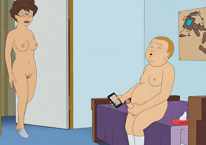 bobby_hill breasts erect_nipples erect_penis glasses king_of_the_hill masturbation nude peggy_hill shaved_pussy thighs
