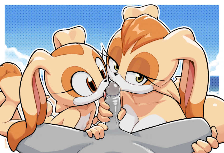1boy 2girls animal_ears beach bedroom_eyes breasts brown_eyes brown_fur brown_hair brown_nose bunny bunny_ears bunny_girl bunny_tail cooperative_fellatio cream_fur cream_the_rabbit daughter erection feet fellatio ffm_threesome floppy_ears furry furry_female gaturo gif group_sex handjob hetero high_res lagomorph legs licking licking_penis looking_at_viewer lying male mammal milf mother_&_daughter multicolored_fur multiple_girls nipples nude open_mouth oral oyakodon parent parent_and_child penis pov sega slideshow small_breasts sonic sonic_the_hedgehog_(series) tail threesome tongue tongue_out vanilla_the_rabbit yellow_eyes