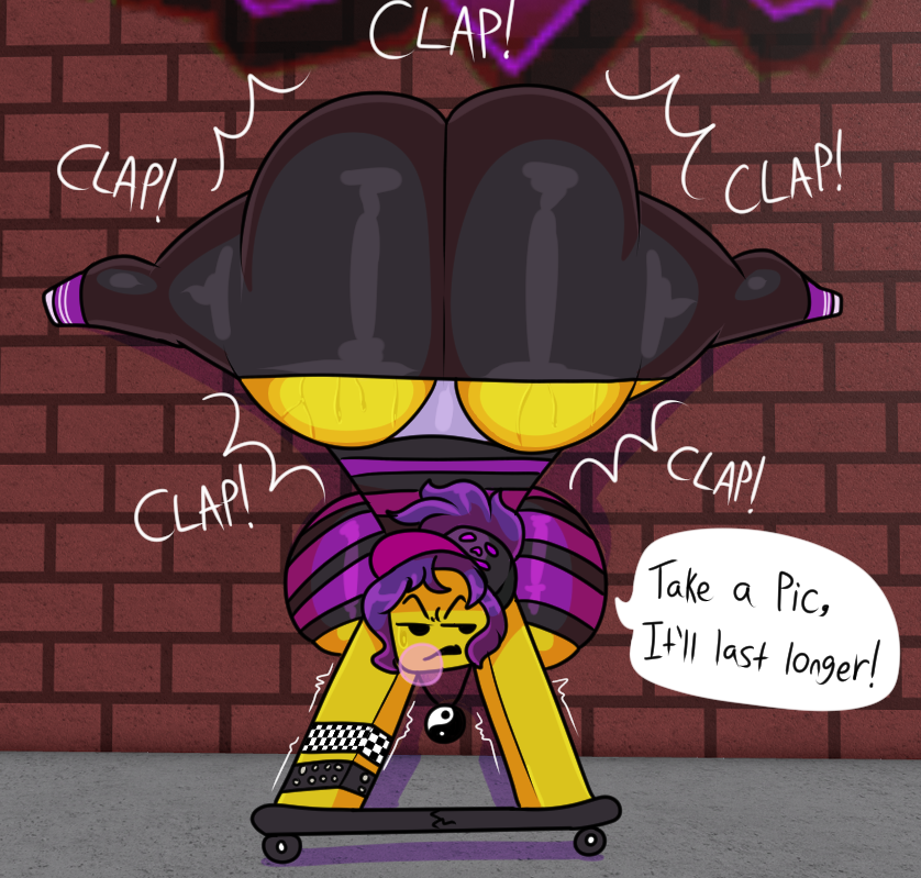 1girl ass big_ass big_breasts breasts gardesnorela gigantic_ass gigantic_breasts huge_ass huge_breasts purpsk8rgal_(gardesnorela) roblox robloxian twerking velvettebat
