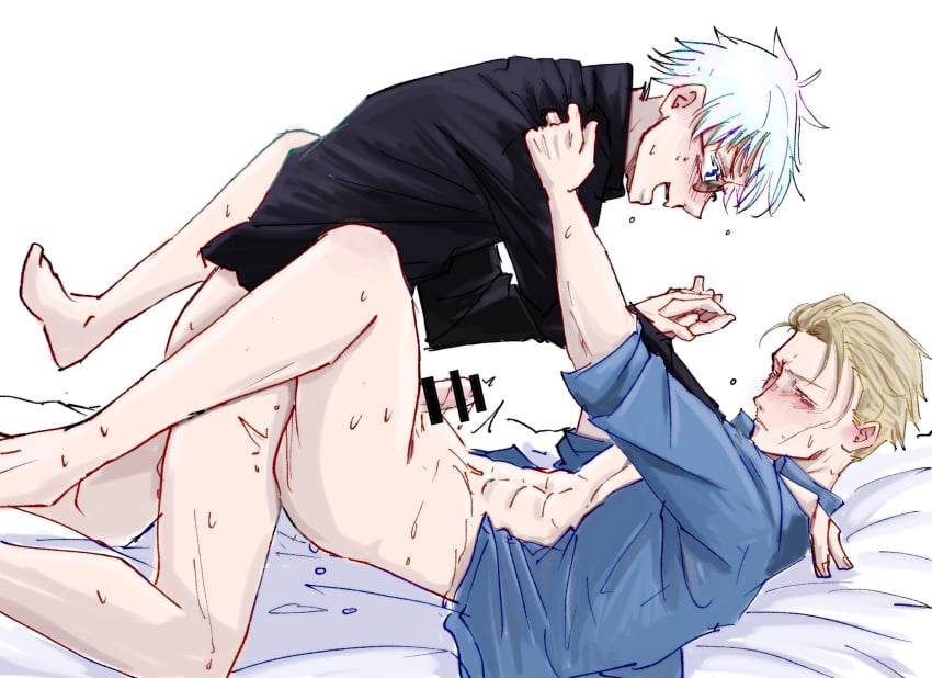 2boys anal anal_sex gay_sex jujutsu_kaisen kento_nanami looking_pleasured male male/male male_only male_penetrated male_penetrating_male partially_clothed penis satoru_gojo yaoi yaoi