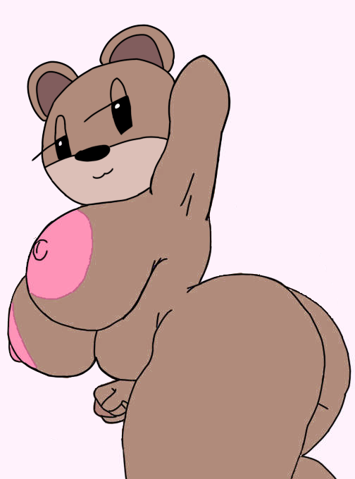 1girl 2d 2d_(artwork) areola areolae armpit ass big_areola big_ass big_breasts big_nipples breasts brown_body brown_fur cassettedream completely_nude dream-cassette female female_only furry furry_female furry_only hoshime nipples nude nude_female olive_otter otter shipwrecked_64 simple_background solo thick_thighs