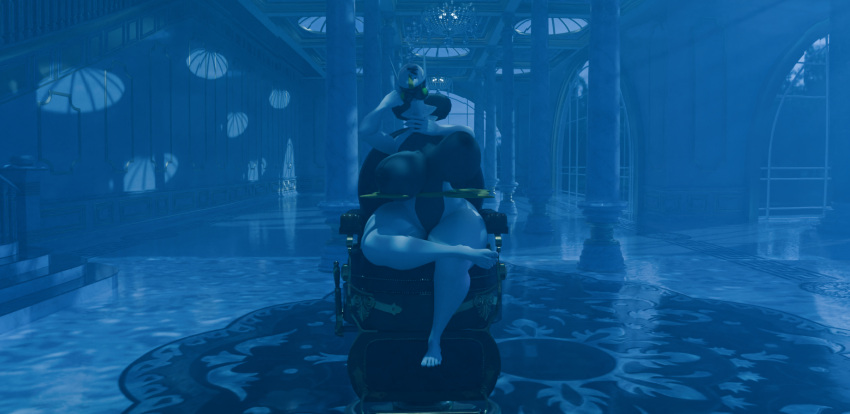 1girl aquaphilia arceus big_breasts breasts bubbles drowning female nintendo nipples nude peril pokemon puffy_cheeks sitting solo underwater underwater_peril zantzusui